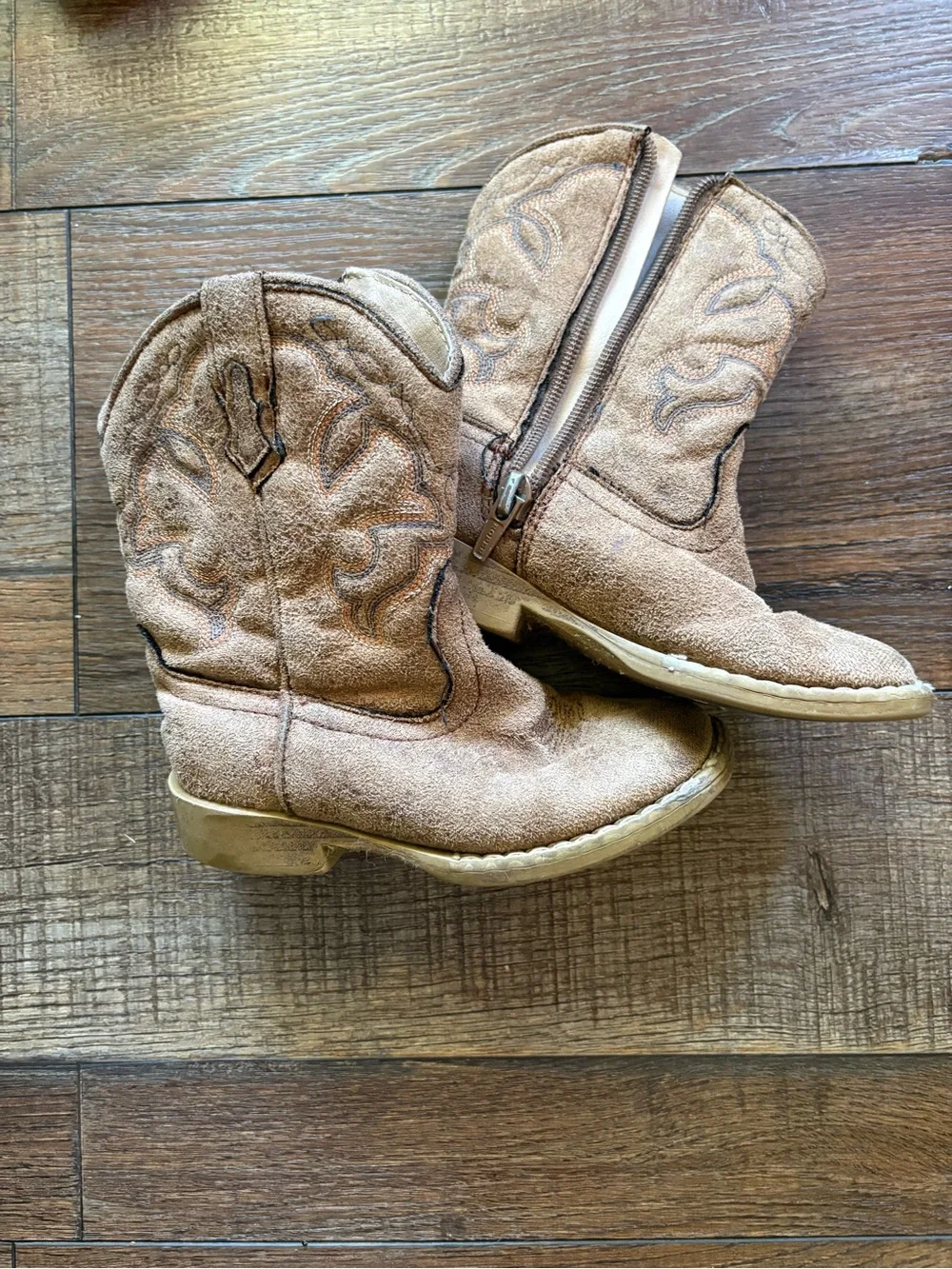 Kids Suede Western Boots - Tan
